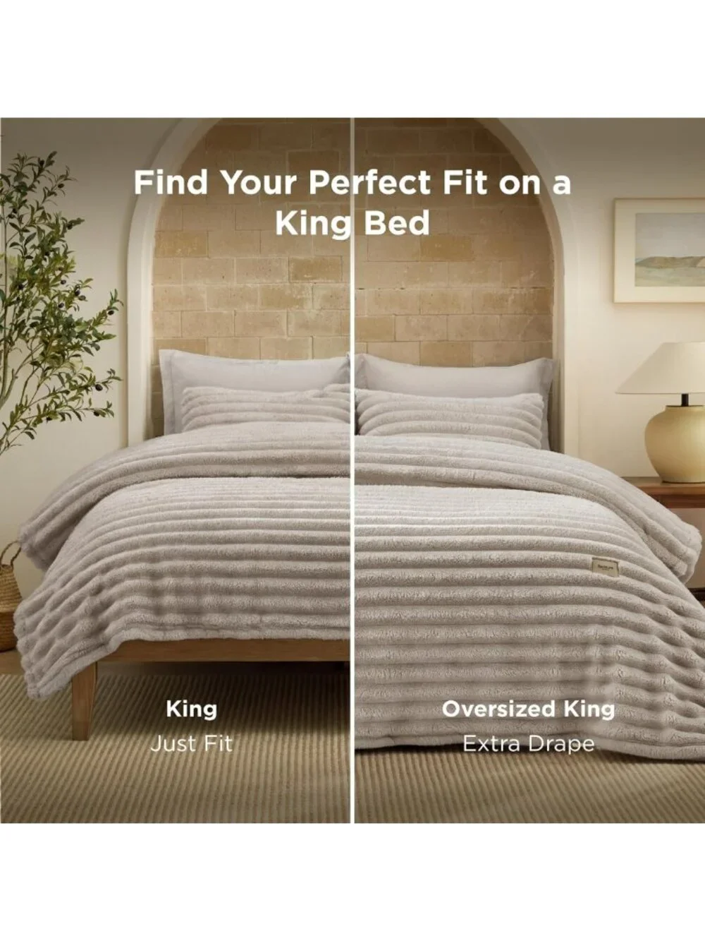 Cozy 2-in-1 King Comforter Set with Detachable Fleece Blanket, Beige Color
